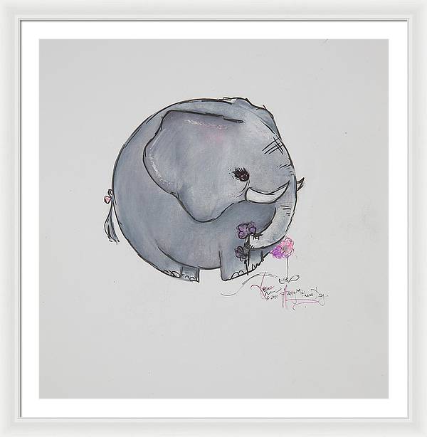 Round Calf - Elephant Collection  - Framed Print