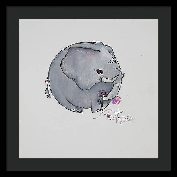 Round Calf - Elephant Collection  - Framed Print