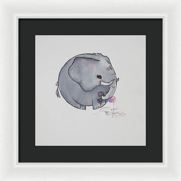 Round Calf - Elephant Collection  - Framed Print