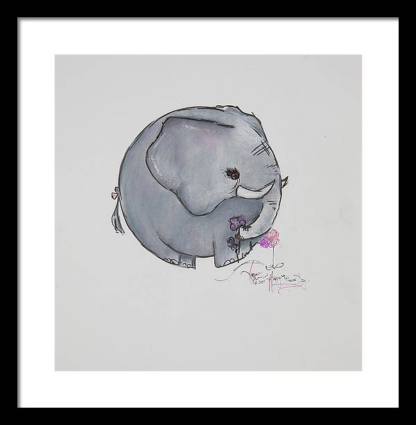 Round Calf - Elephant Collection  - Framed Print