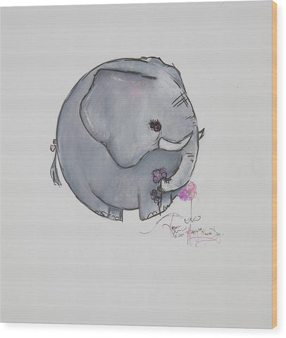 Round Calf - Elephant Collection  - Wood Print