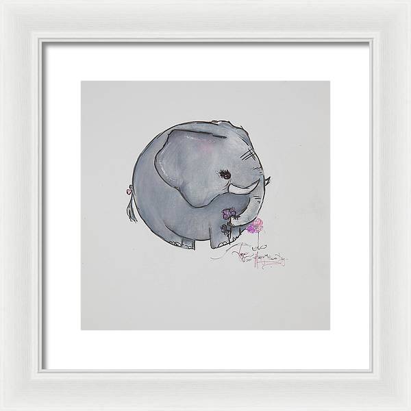 Round Calf - Elephant Collection  - Framed Print