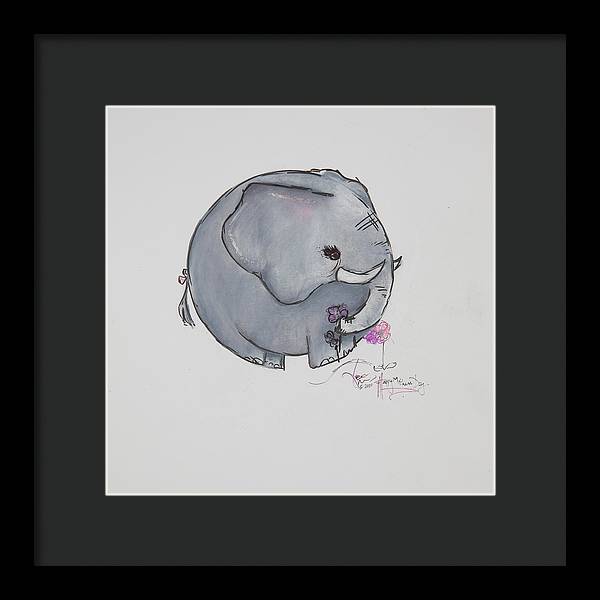 Round Calf - Elephant Collection  - Framed Print