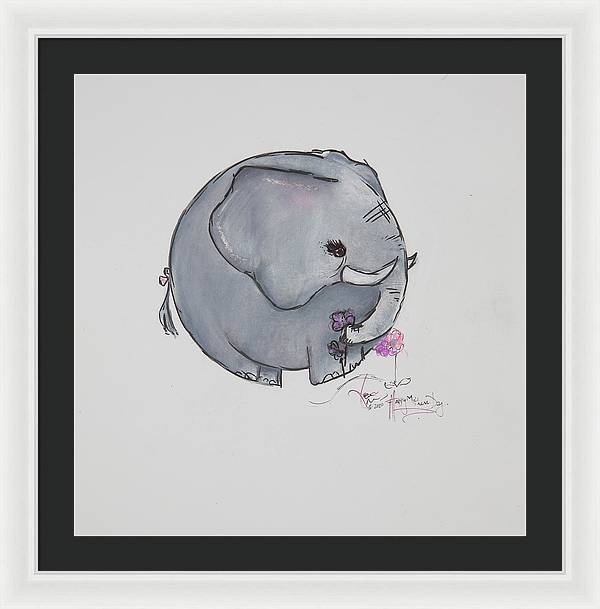 Round Calf - Elephant Collection  - Framed Print