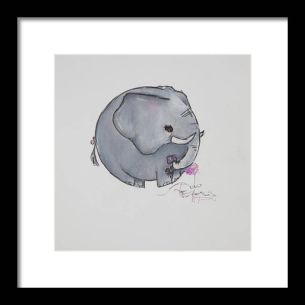 Round Calf - Elephant Collection  - Framed Print