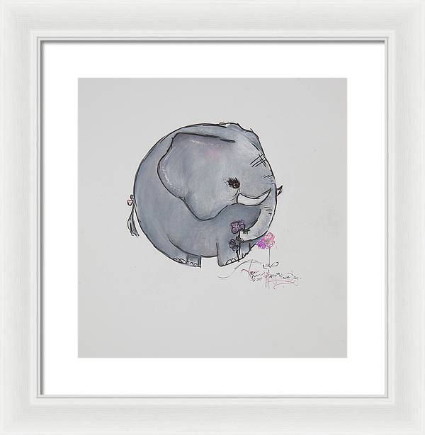 Round Calf - Elephant Collection  - Framed Print