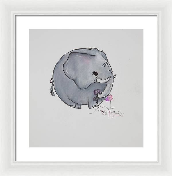 Round Calf - Elephant Collection  - Framed Print