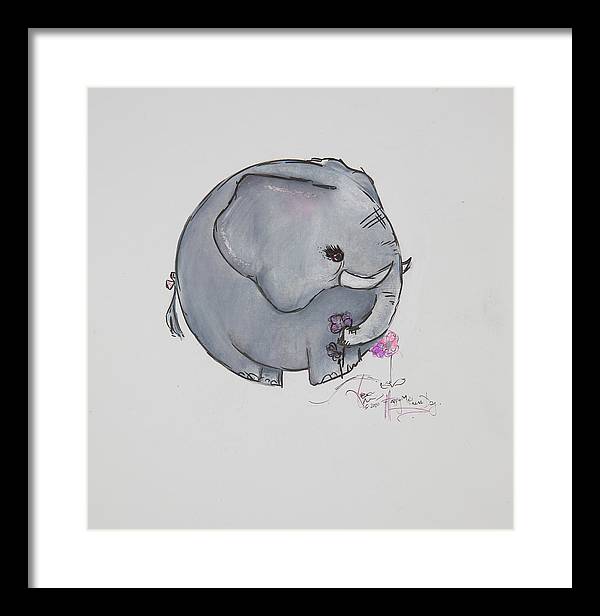 Round Calf - Elephant Collection  - Framed Print