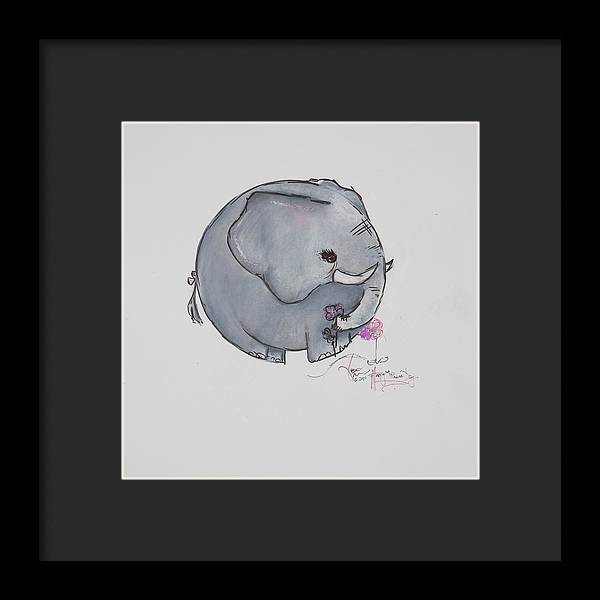 Round Calf - Elephant Collection  - Framed Print