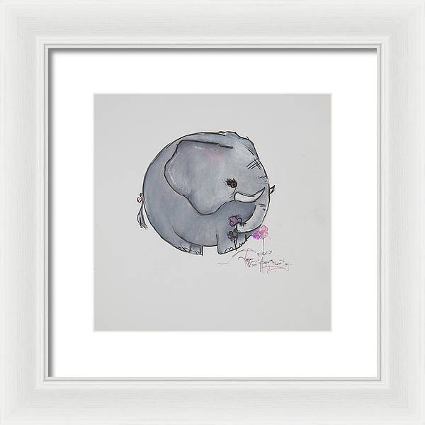 Round Calf - Elephant Collection  - Framed Print