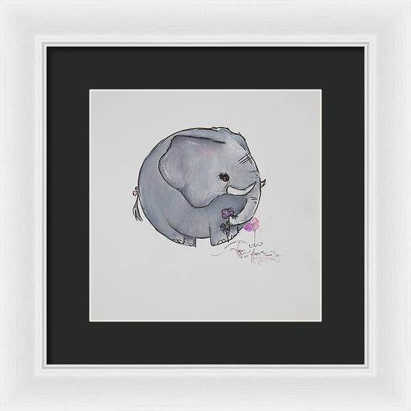 Round Calf - Elephant Collection  - Framed Print