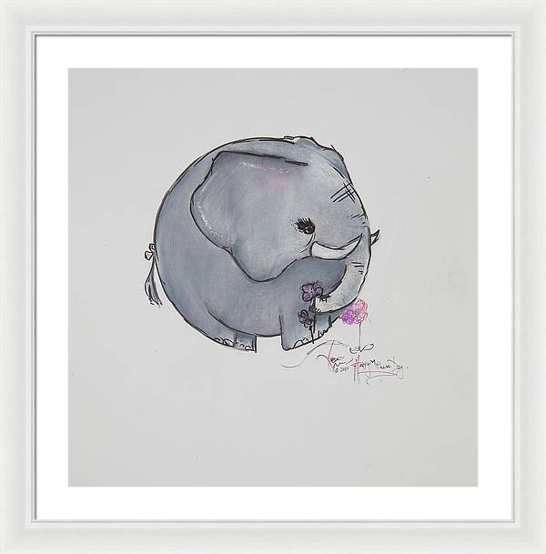 Round Calf - Elephant Collection  - Framed Print