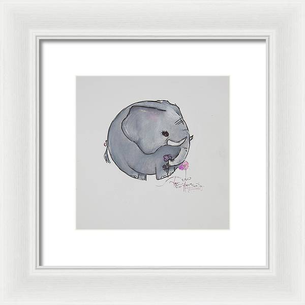 Round Calf - Elephant Collection  - Framed Print