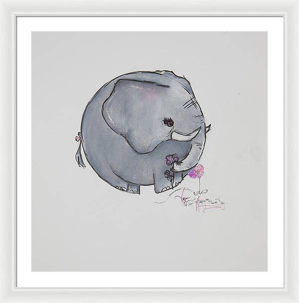 Round Calf - Elephant Collection  - Framed Print