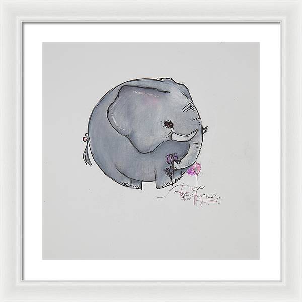 Round Calf - Elephant Collection  - Framed Print