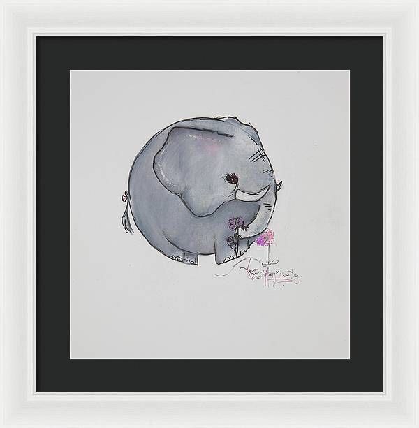 Round Calf - Elephant Collection  - Framed Print