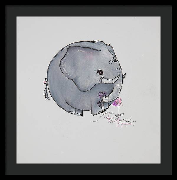 Round Calf - Elephant Collection  - Framed Print