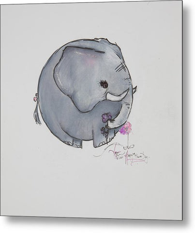 Round Calf - Elephant Collection  - Metal Print