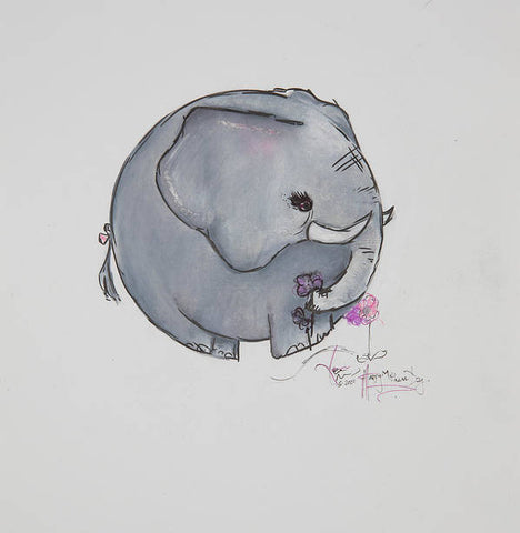 Round Calf - Elephant Collection  - Art Print