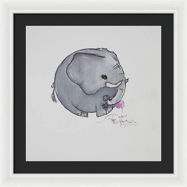 Round Calf - Elephant Collection  - Framed Print