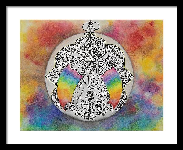 Zen Elephant - Zentangle Collection - Framed Print