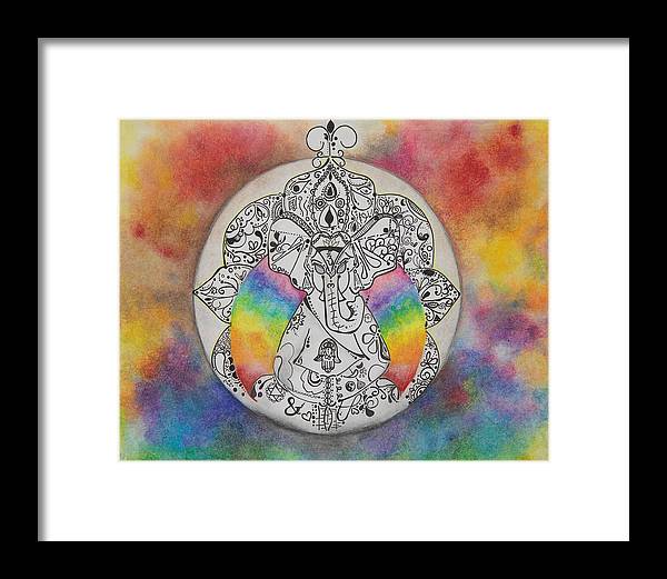 Zen Elephant - Zentangle Collection - Framed Print