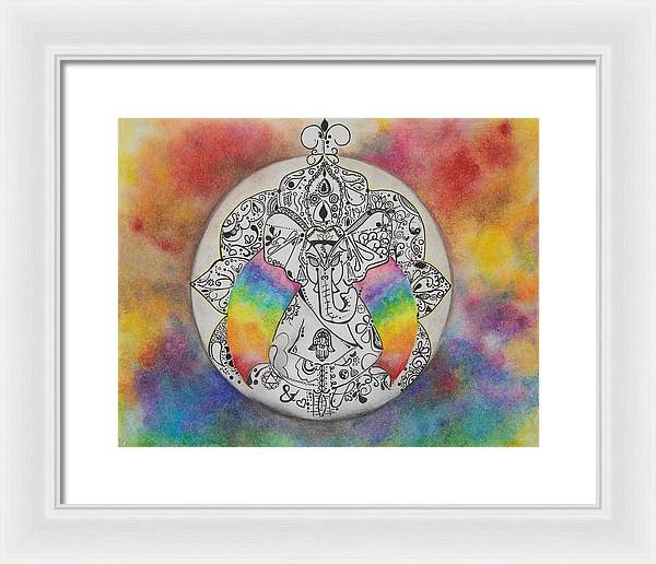 Zen Elephant - Zentangle Collection - Framed Print