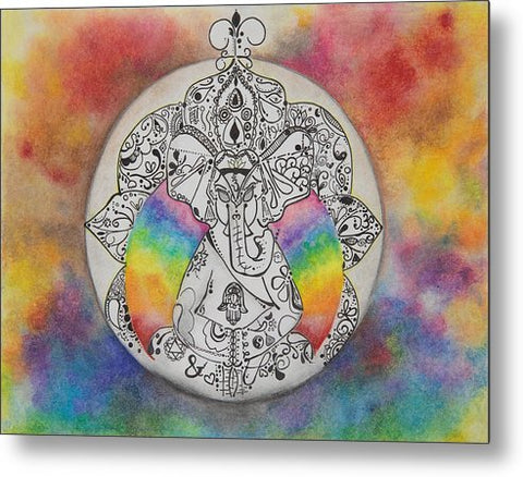 Zen Elephant - Zentangle Collection - Metal Print