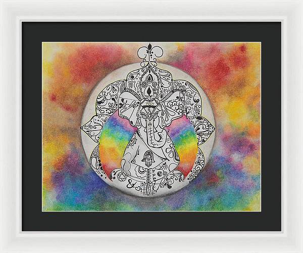 Zen Elephant - Zentangle Collection - Framed Print