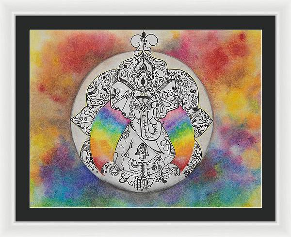 Zen Elephant - Zentangle Collection - Framed Print