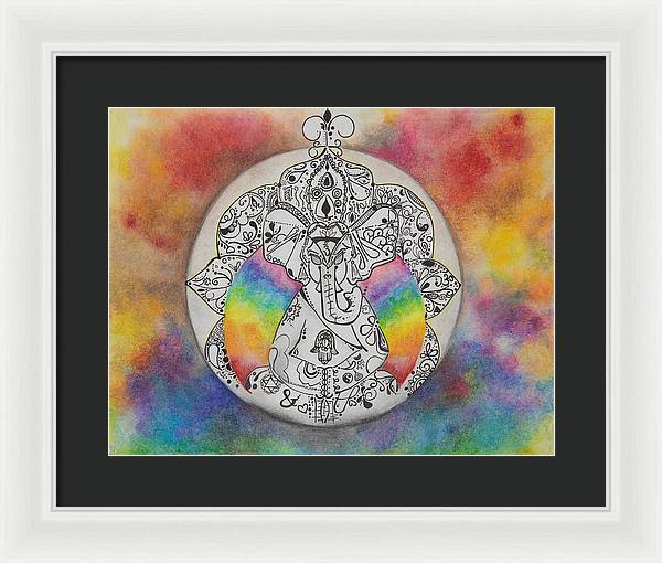 Zen Elephant - Zentangle Collection - Framed Print