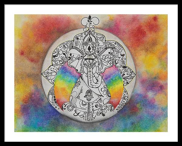 Zen Elephant - Zentangle Collection - Framed Print