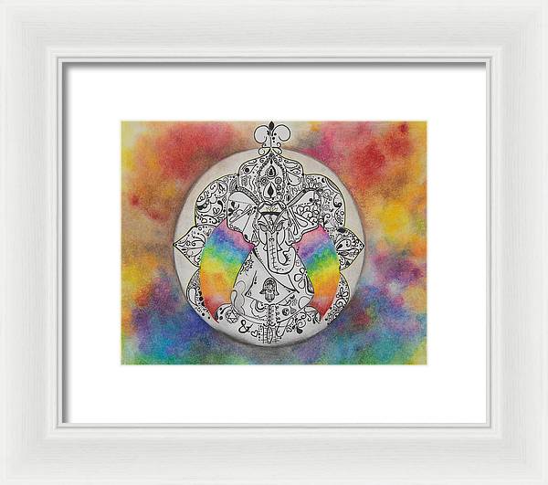 Zen Elephant - Zentangle Collection - Framed Print