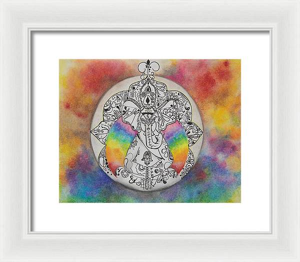 Zen Elephant - Zentangle Collection - Framed Print