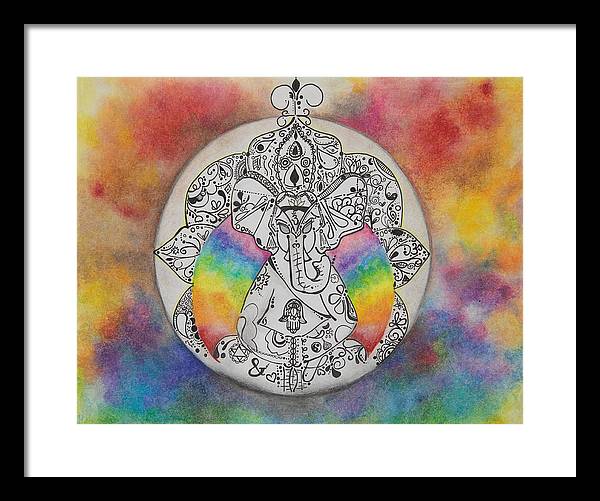 Zen Elephant - Zentangle Collection - Framed Print