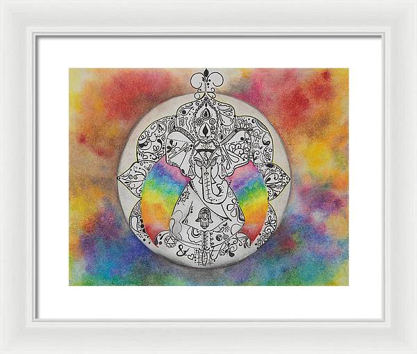 Zen Elephant - Zentangle Collection - Framed Print