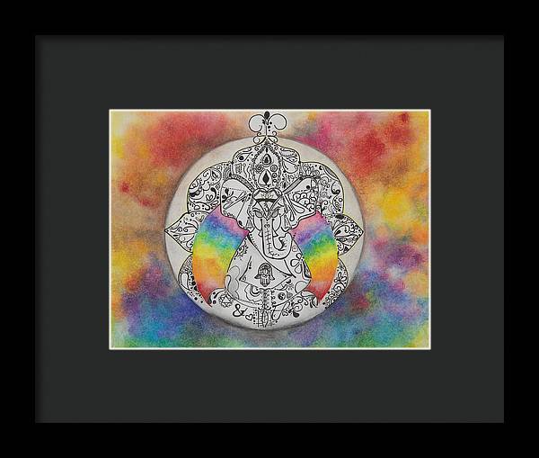 Zen Elephant - Zentangle Collection - Framed Print