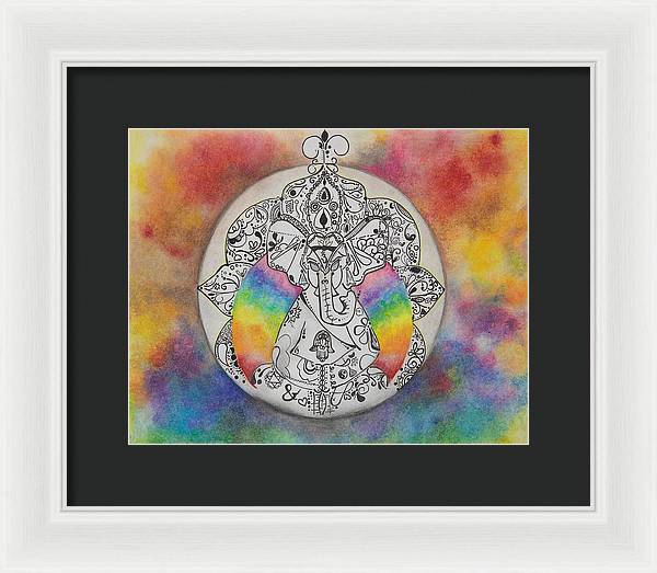 Zen Elephant - Zentangle Collection - Framed Print