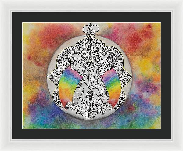 Zen Elephant - Zentangle Collection - Framed Print